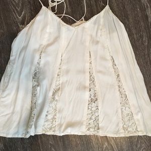 AEO Cream Lace Flowy Tank Top